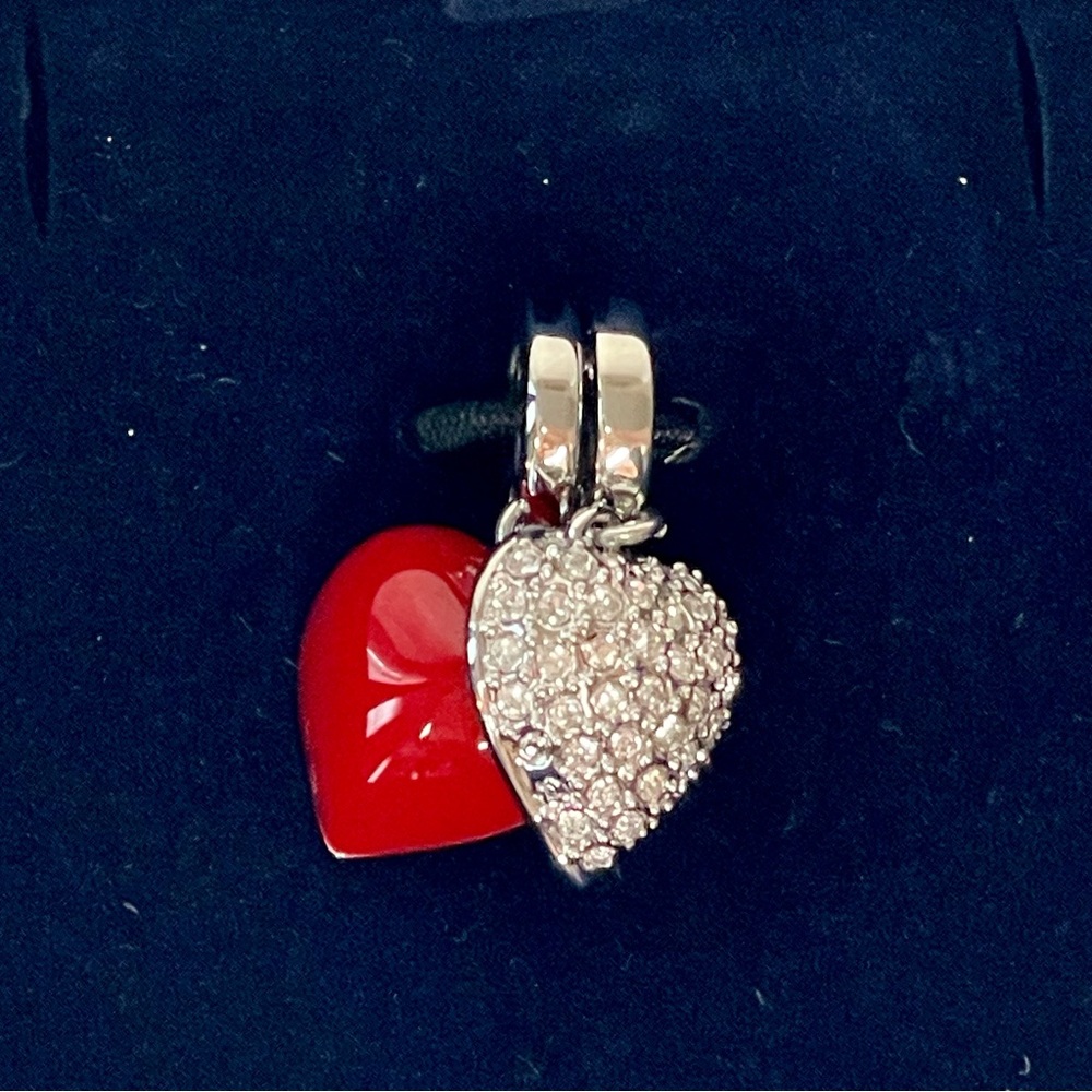 Swarovski Double Heart Crystal Charm – Convertible Red & Silver Crystal Design - Picture 5 of 7